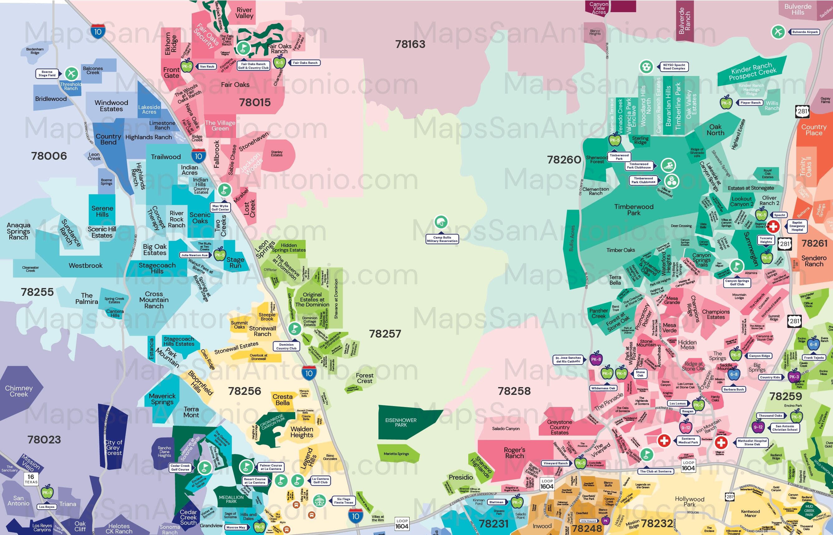 Boerne, TX Neighborhood Map Maps of San Antonio